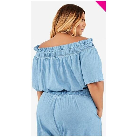 DENIM PEASANT BLOUSE - Picture 2 of 3